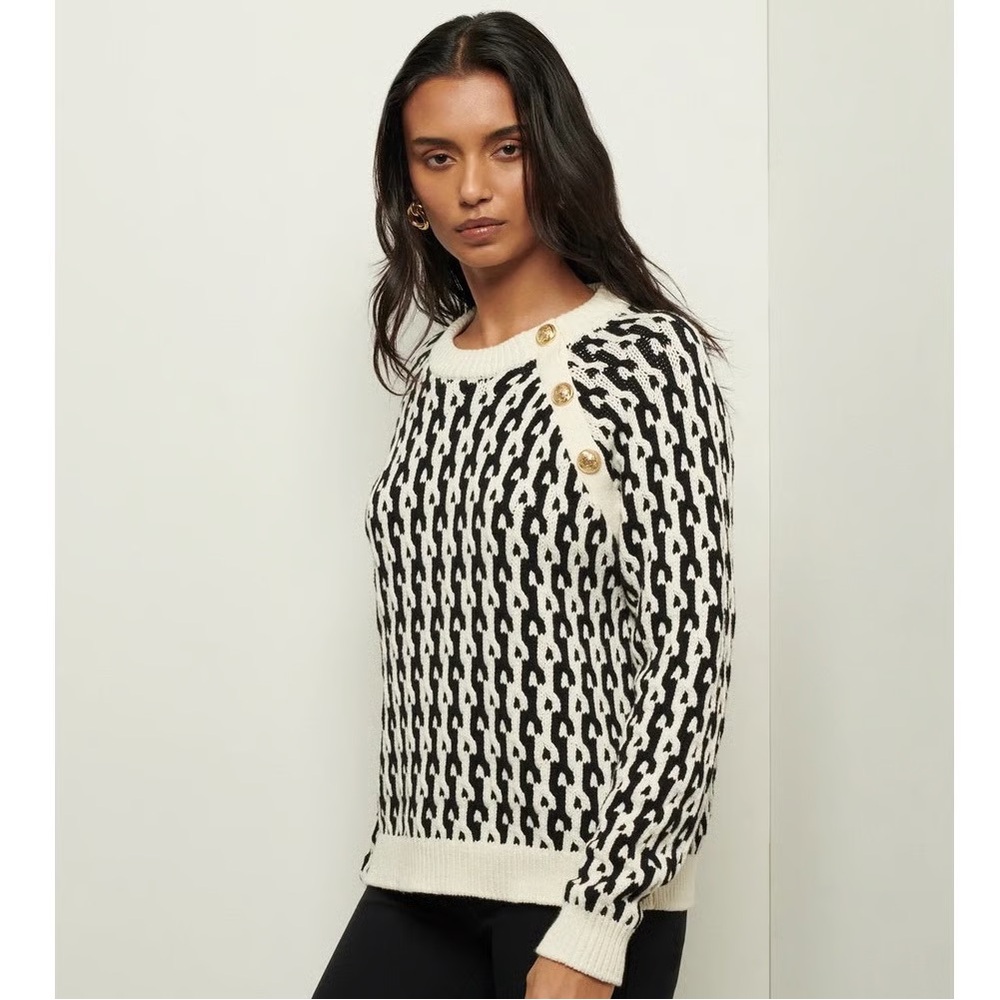 Derek Lam 10 Crosby Sawyer Long Sleeve Button Crewneck Sweater *flaws